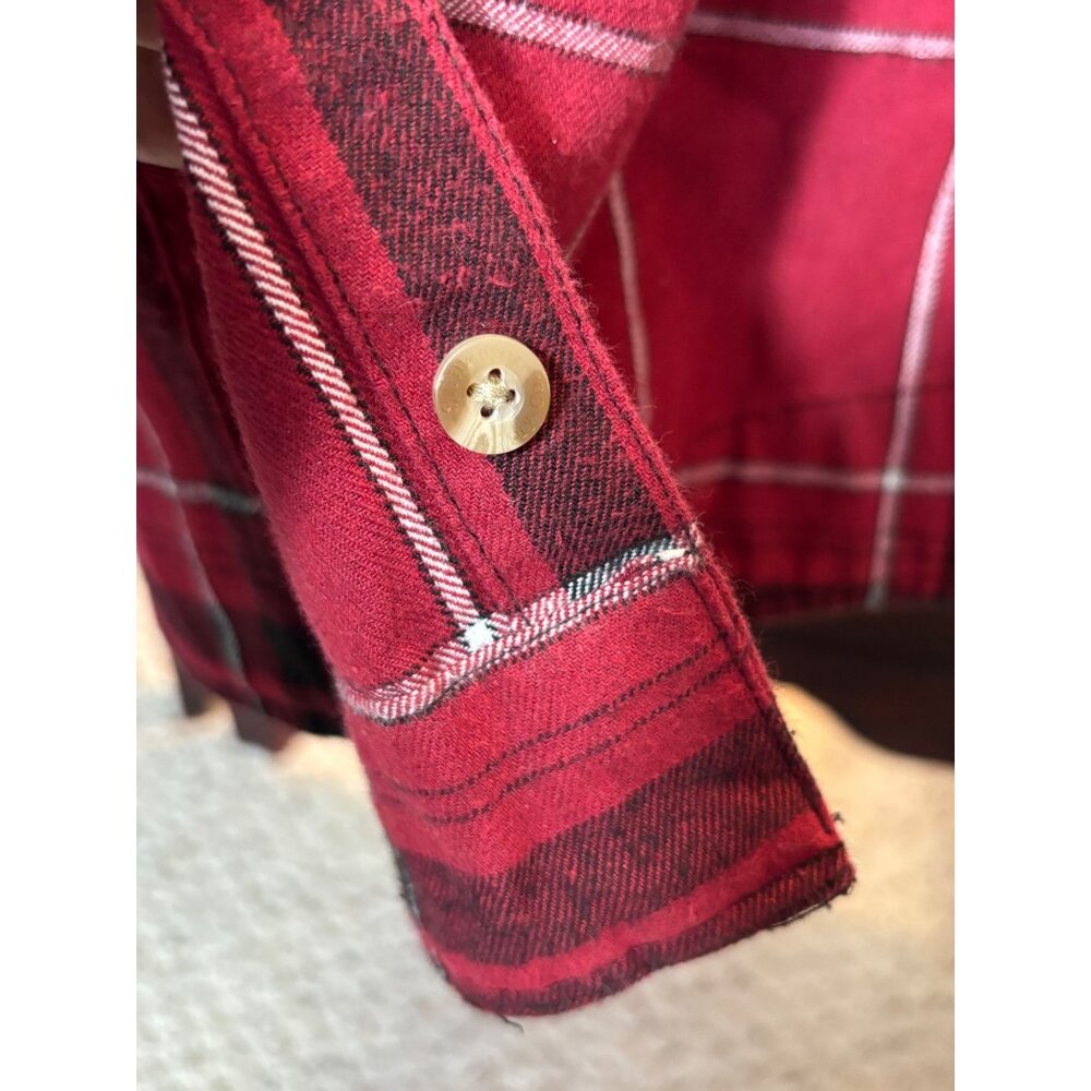 Stillwater Supply Co. Red Plaid Button-Down Belted Shirt Dress M Cotton Blend Wo - Picture 7 of 13